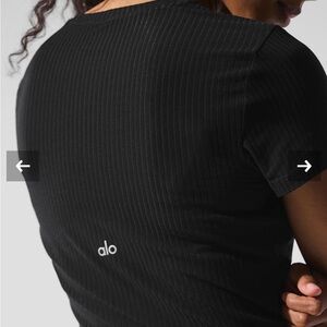 Alo Black Ribbed T-Shirt